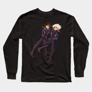 Kaworu and Shinji cute transparent dangan ronpa style Long Sleeve T-Shirt